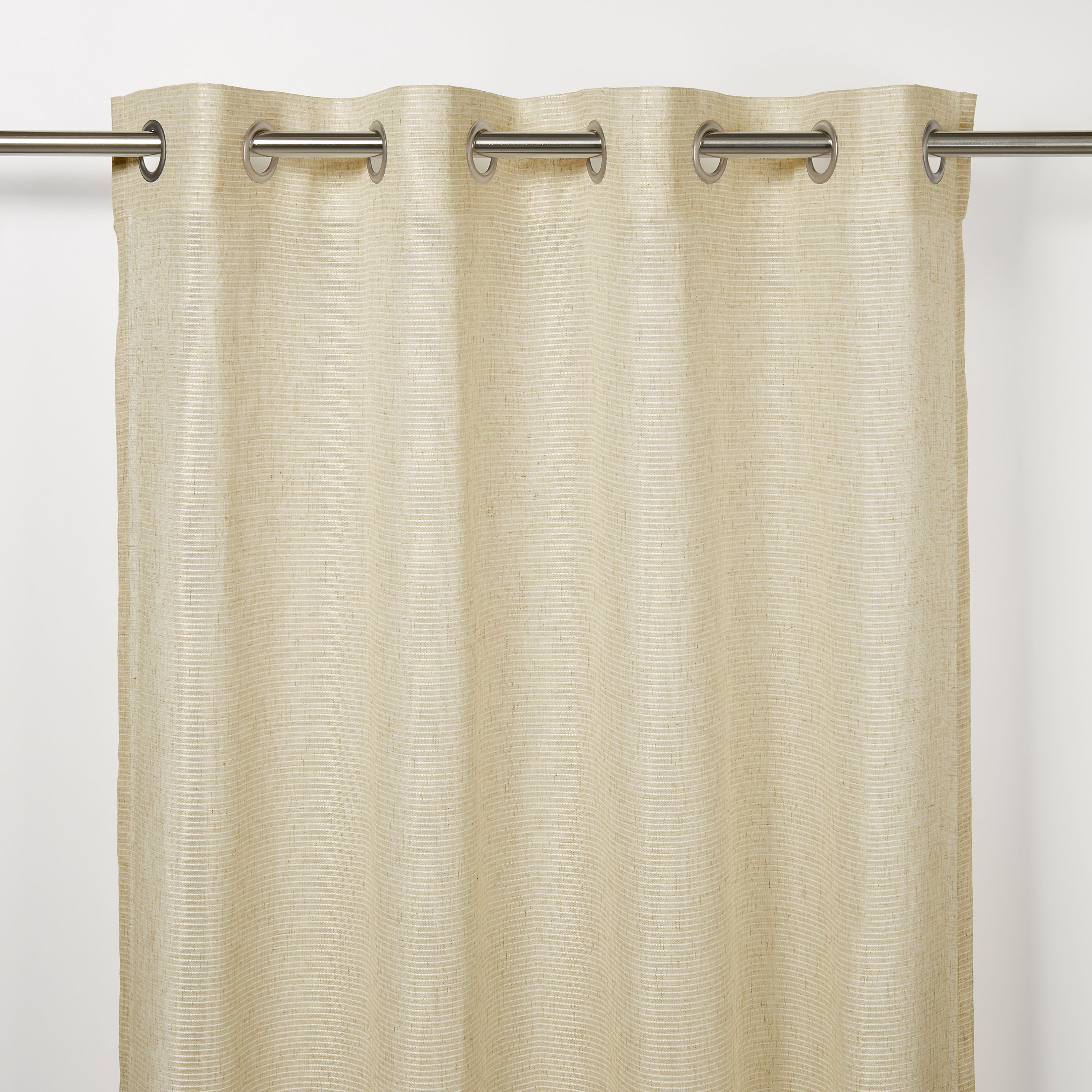 Fola Beige Horizontal stripe Unlined Eyelet Voile curtain (W)140cm (L)260cm, Single