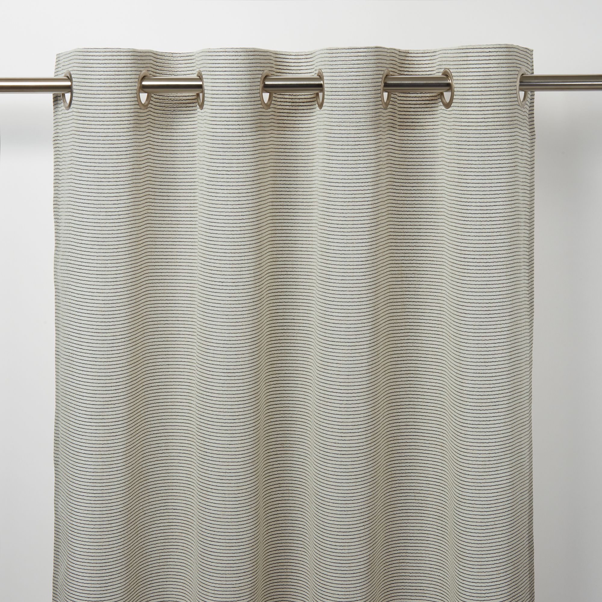 Fola Grey Horizontal stripe Unlined Eyelet Voile curtain (W)140cm (L)260cm, Single