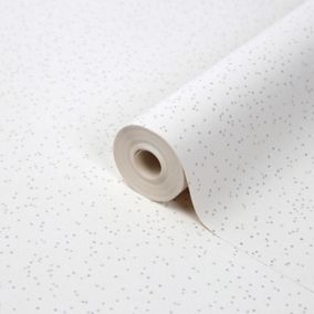 Fonio White Glitter effect Spots Textured Wallpaper Sample