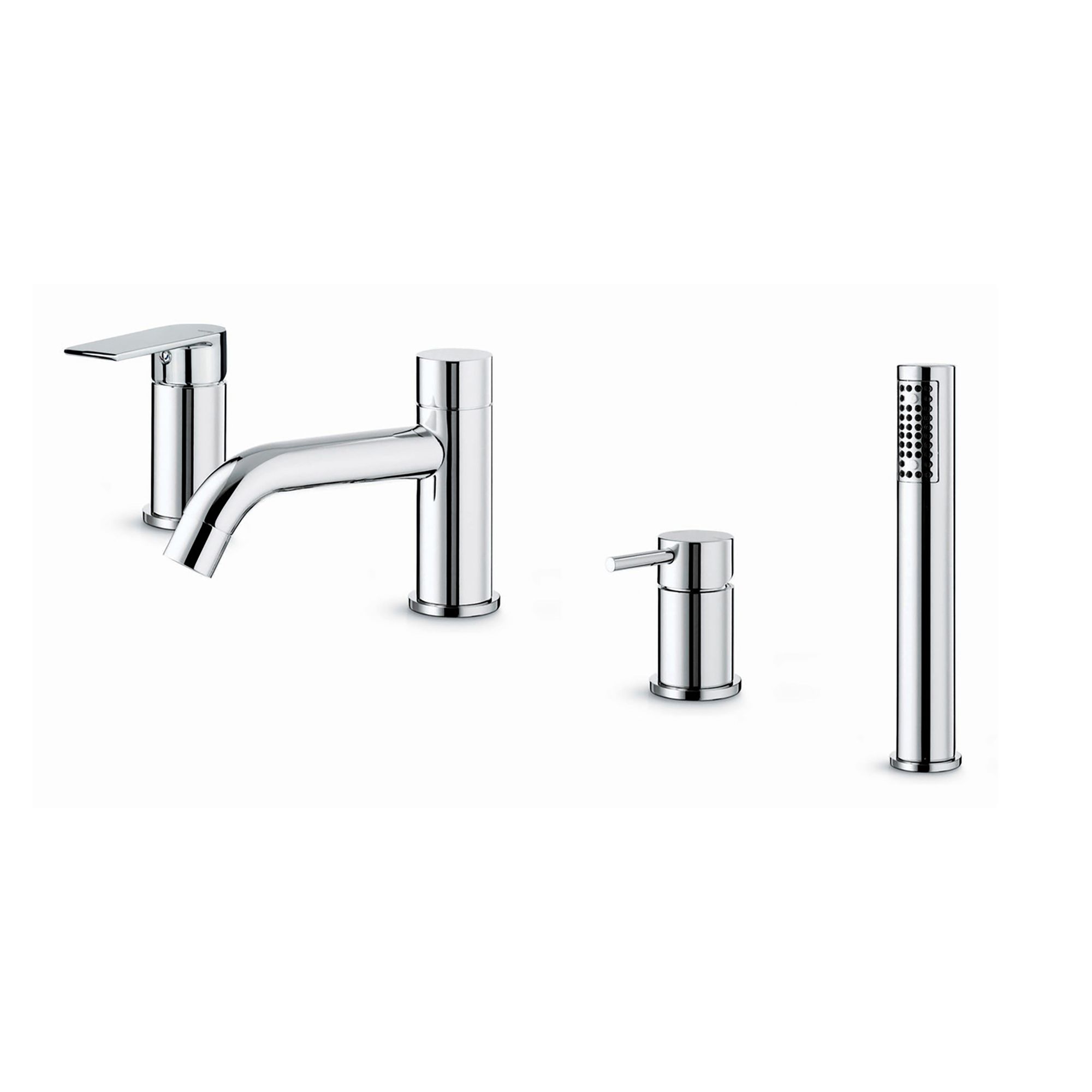 Fonthill Chrome effect Surface-mounted 4 Tap-hole Shower mixer Tap with Pull-out Shower Head