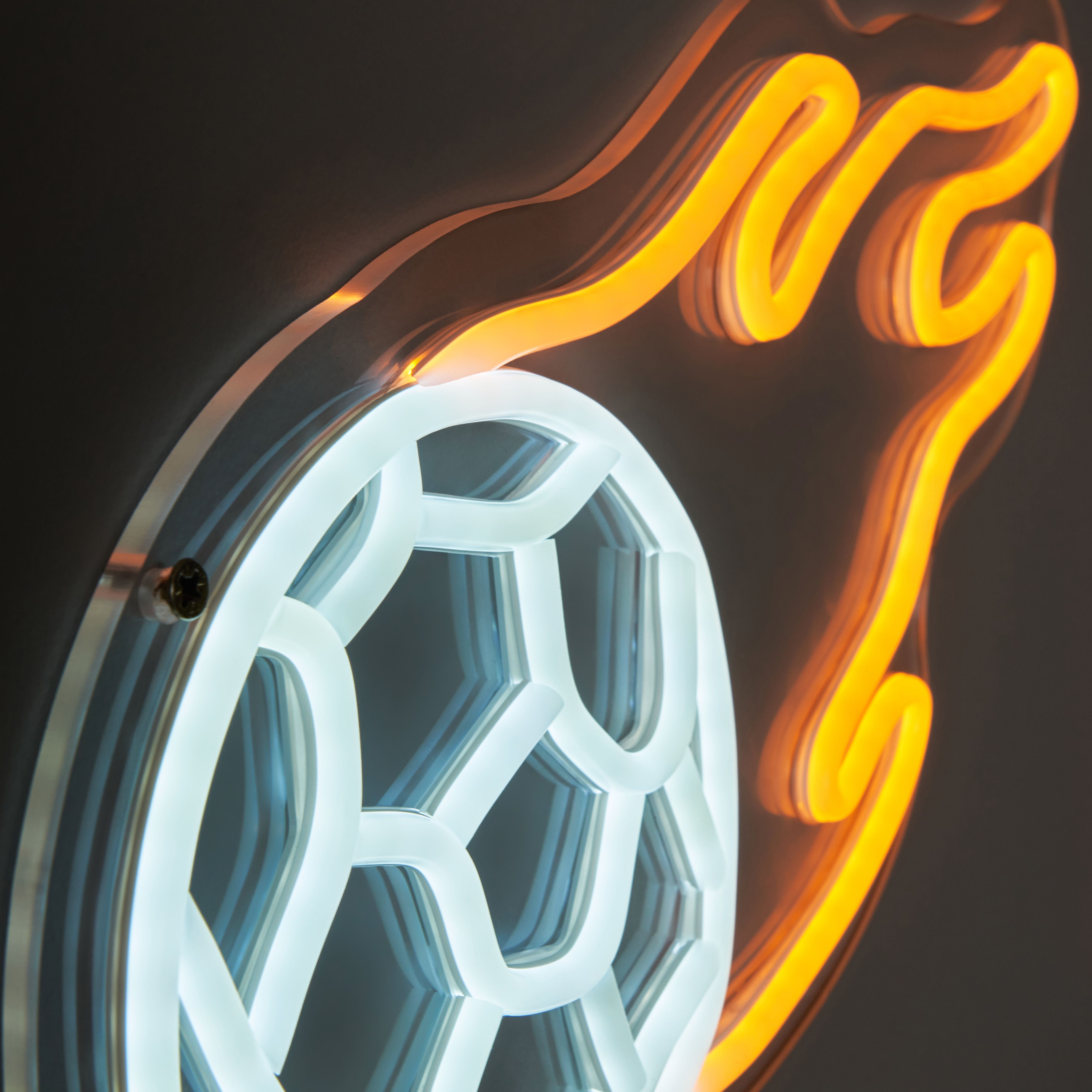 Football Flame Neon Blue & Orange Plug-in LED Wall light