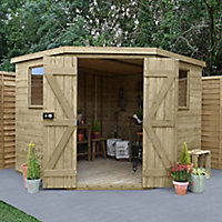 Forest 8X8 Pent Pressure treated Tongue & groove Shed with floor - Assembly service included