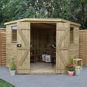 Forest 8X8 Pent Pressure treated Tongue & groove Shed with floor