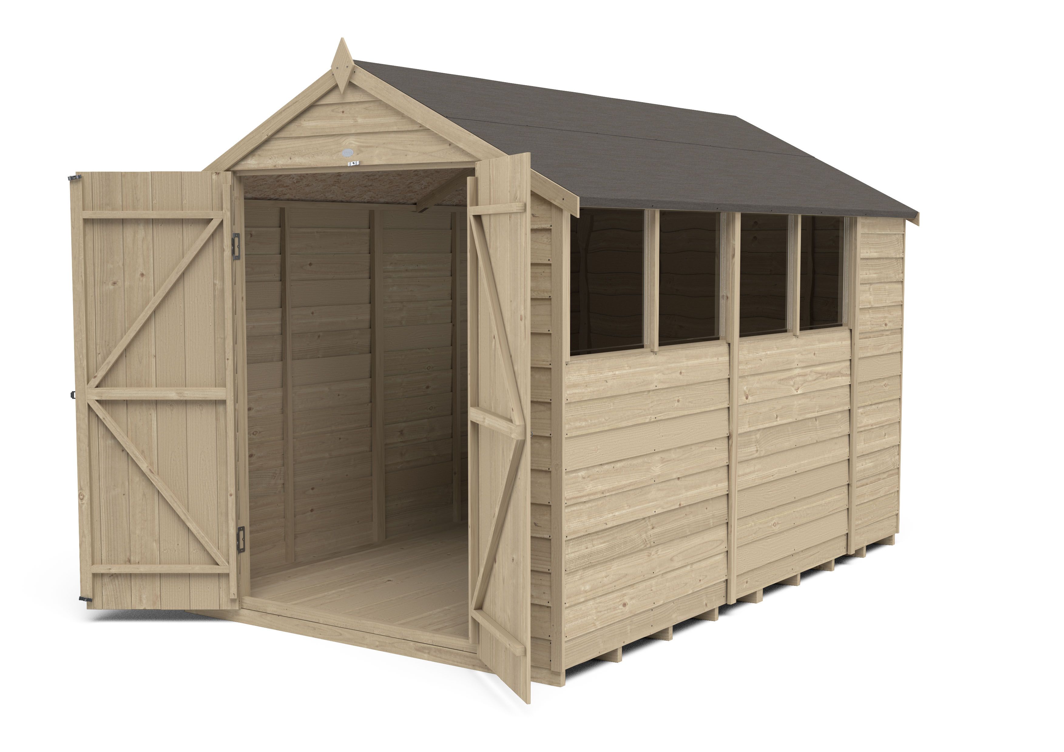 Forest Garden 10x6 Apex Pressure treated Overlap Wooden Shed with floor