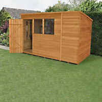 Forest Garden 10x6 ft Pent Golden brown Wooden Shed with floor & 2 windows