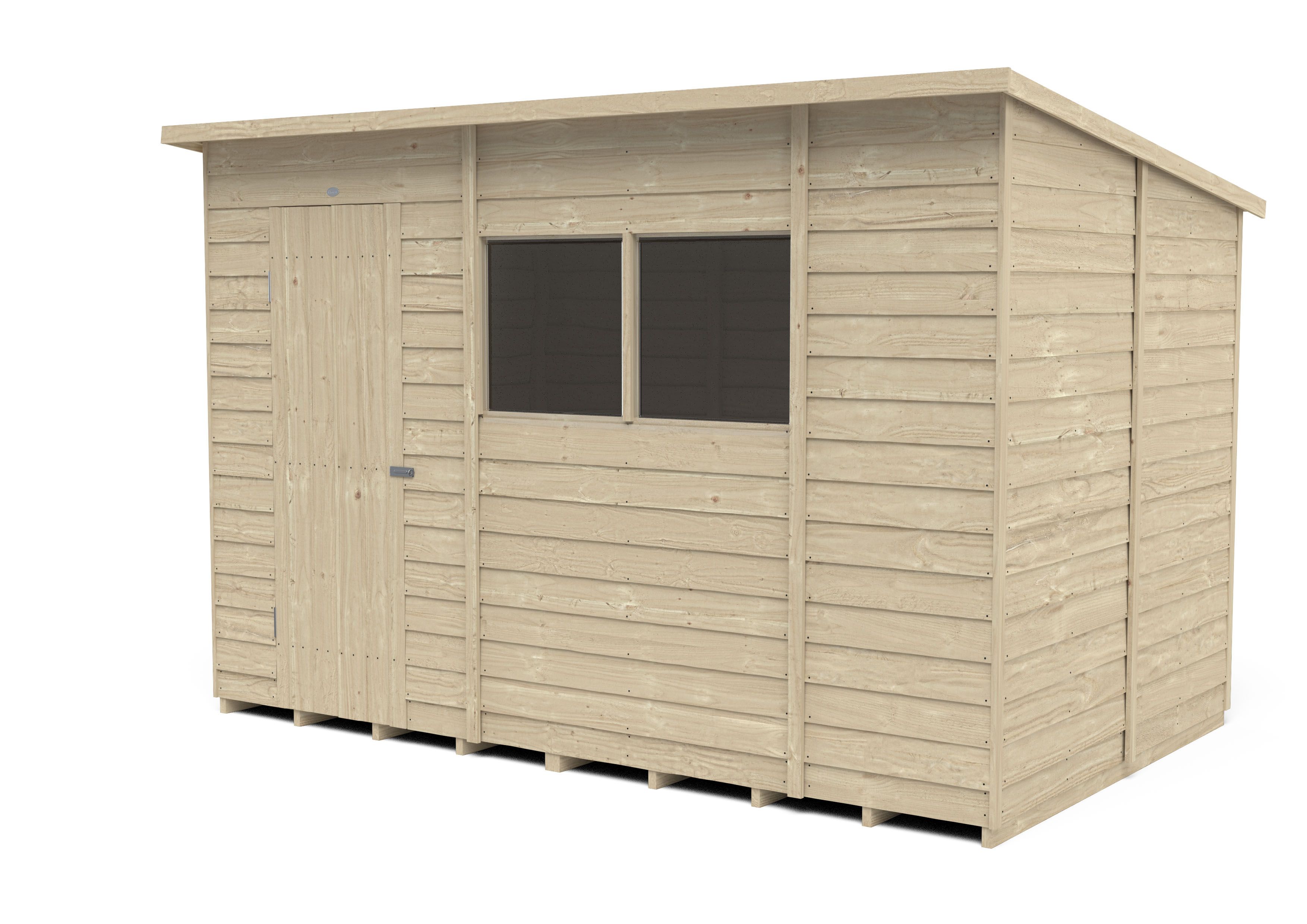 Forest Garden 10x6 ft Pent Wooden Shed with floor & 2 windows - Assembly service included