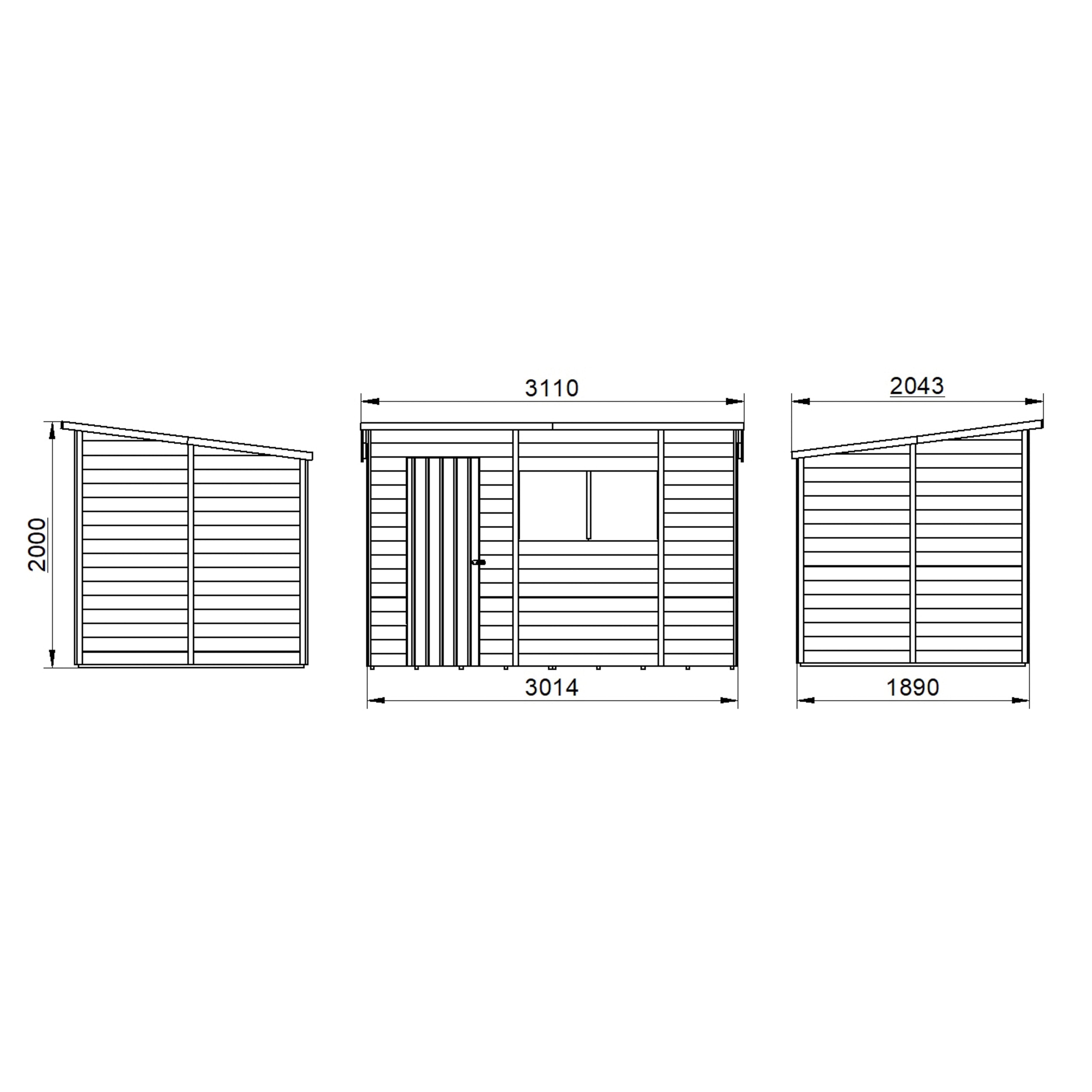 Forest Garden 10x6 ft Pent Wooden Shed with floor & 2 windows - Assembly service included