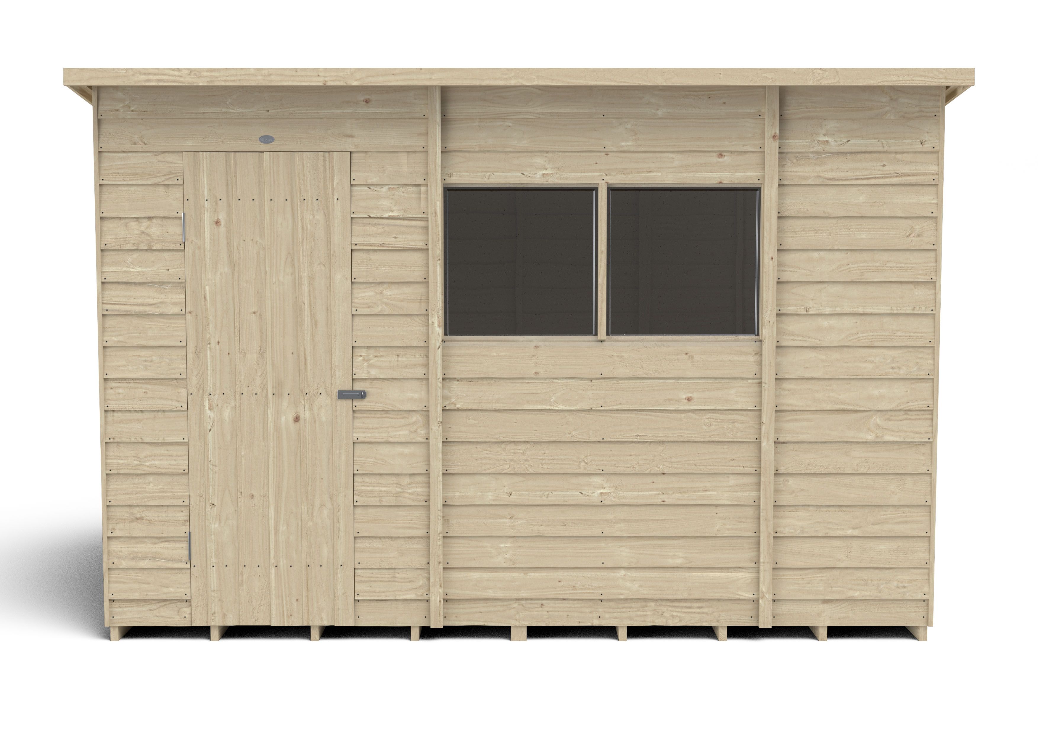 Forest Garden 10x6 ft Pent Wooden Shed with floor & 2 windows - Assembly service included