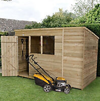Forest Garden 10x6 Pent Pressure treated Overlap Wooden Shed with floor