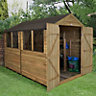 Forest Garden 10x8 Apex Pressure treated Overlap Green Wooden Shed with floor - Assembly service included