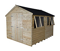 Forest Garden 10x8 Apex Pressure treated Tongue & groove Wooden Shed with floor
