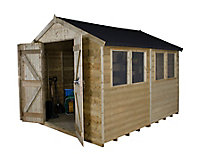 Forest Garden 10x8 Apex Pressure treated Tongue & groove Wooden Shed with floor