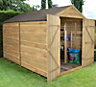 Forest Garden 10x8 ft Apex Green Wooden 2 door Shed with floor - Assembly service included