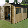 Forest Garden 10x8 ft Apex Wooden 2 door Shed with floor & 2 windows - Assembly service included