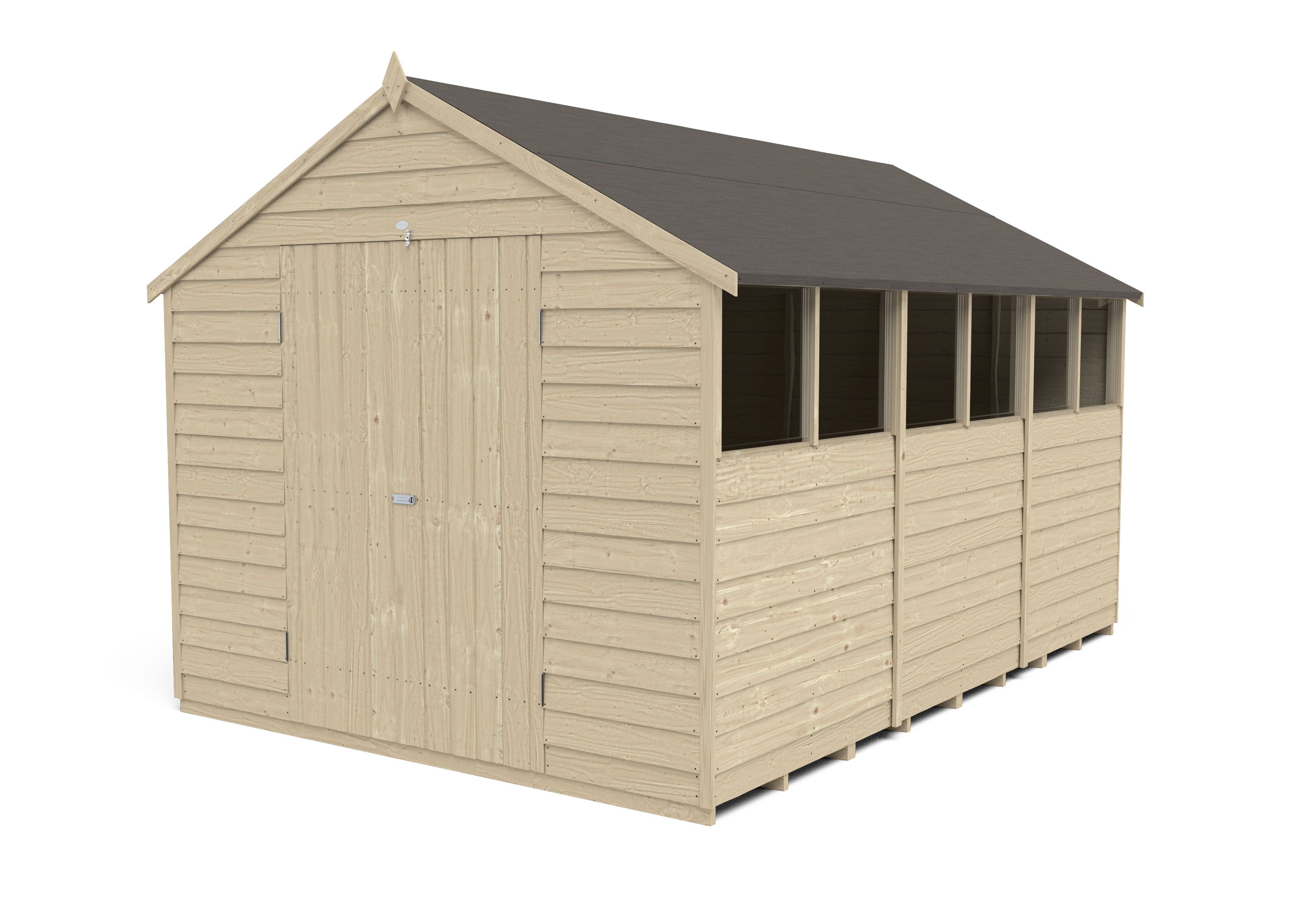Forest Garden 12x8 Apex Pressure treated Overlap Wooden Shed with floor