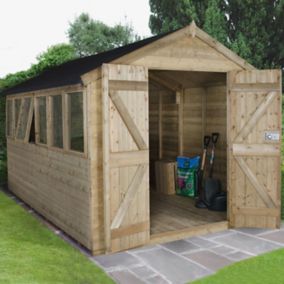 Forest Garden 12x8 Apex Pressure treated Tongue & groove Wooden Shed with floor - Assembly service included