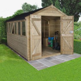Forest Garden 12x8 Apex Pressure treated Tongue & groove Wooden Shed with floor