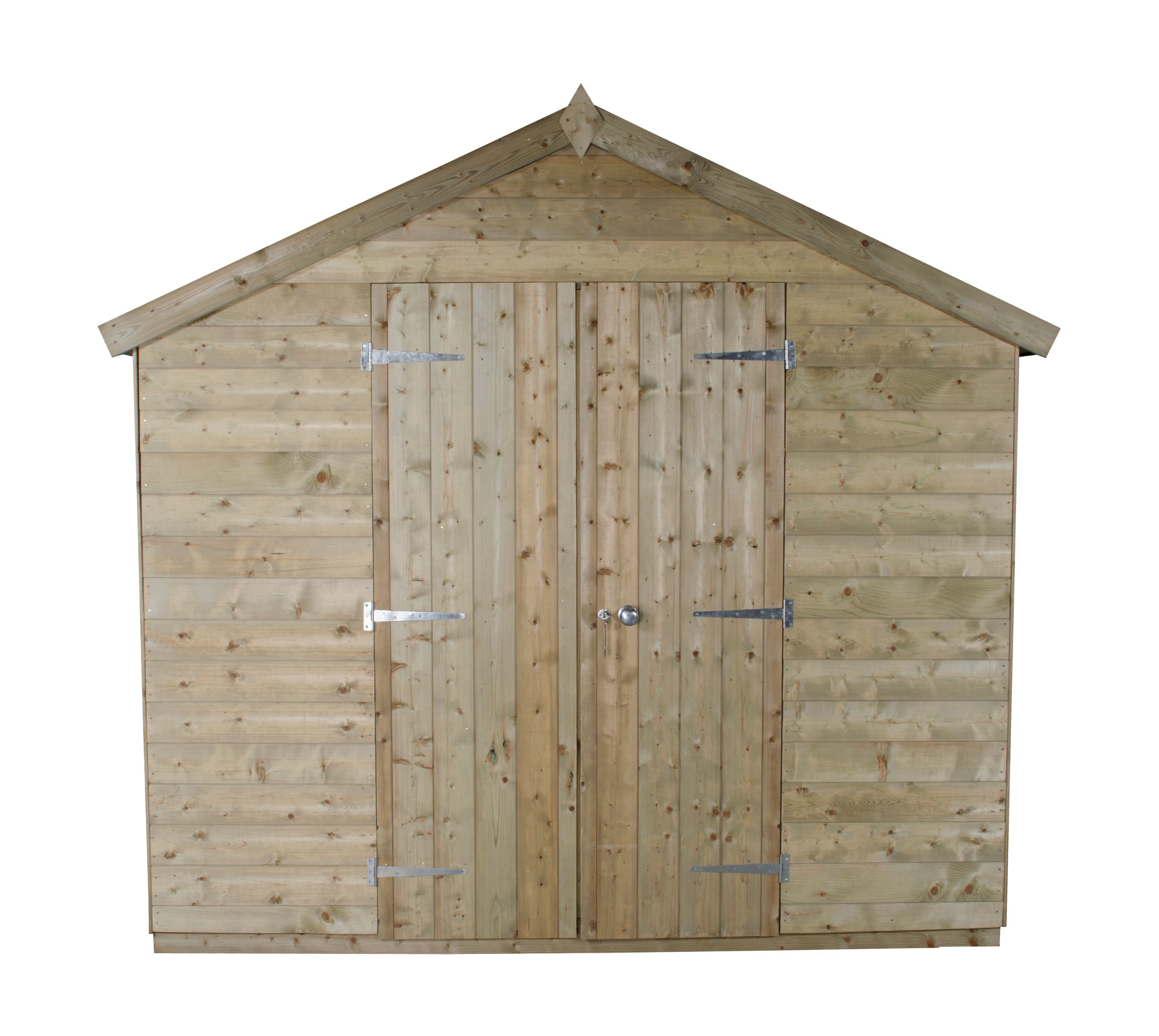 Forest Garden 12x8 ft Apex Wooden 2 door Shed with floor & 4 windows