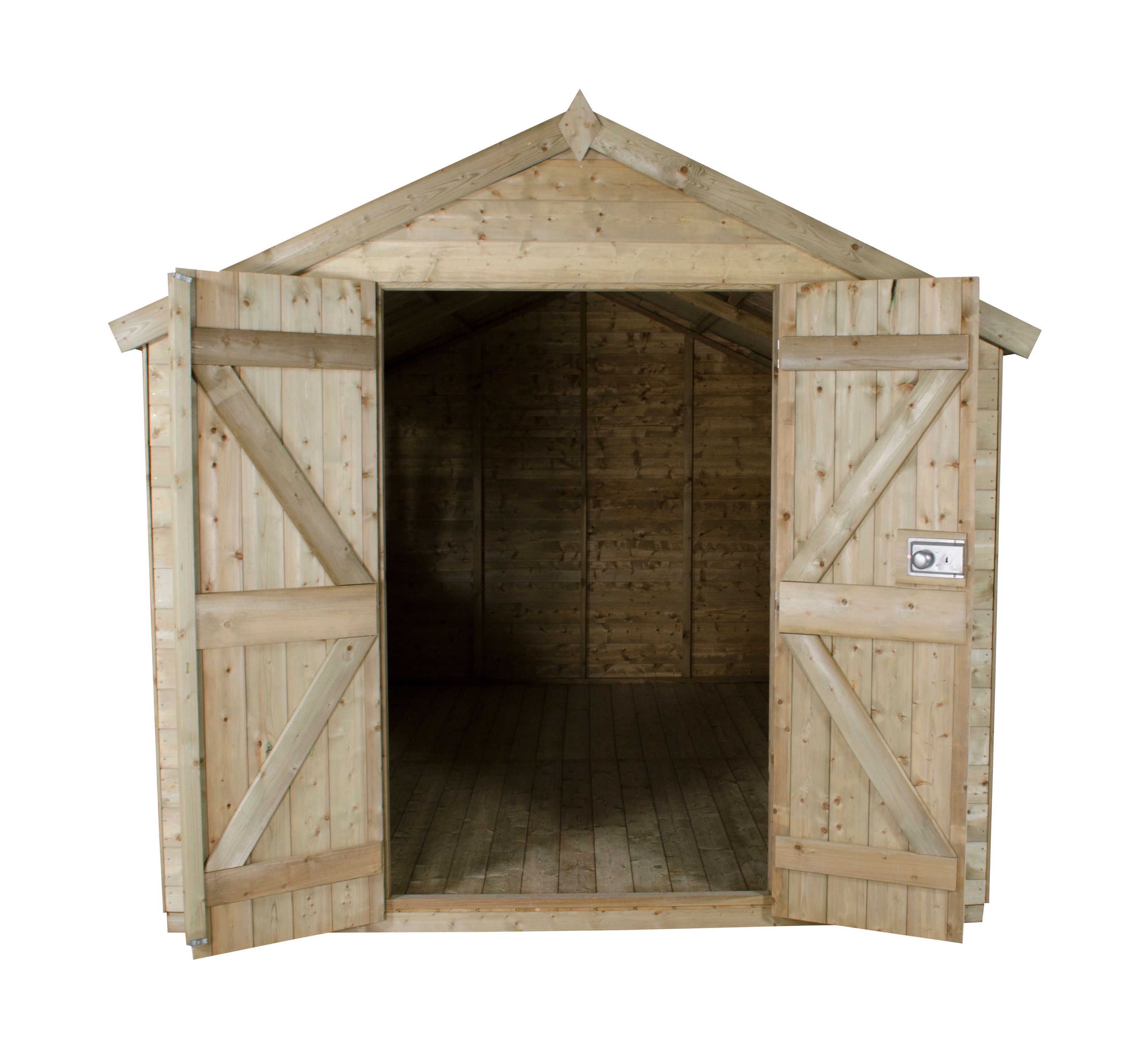Forest Garden 12x8 ft Apex Wooden 2 door Shed with floor & 4 windows