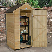 Forest Garden 4x3 Apex Dip treated Overlap Wooden Shed with floor - Assembly service included