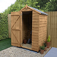 Forest Garden 4x3 Apex Dip treated Overlap Wooden Shed with floor (Base included) - Assembly service included