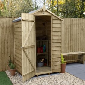 Forest Garden 4x3 Apex Pressure treated Overlap Wooden Shed with floor (Base included)