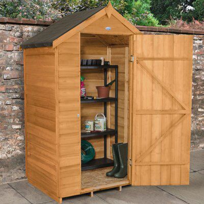 Forest Garden 4x3 ft Apex Golden brown Wooden Shed with floor - Assembly service included