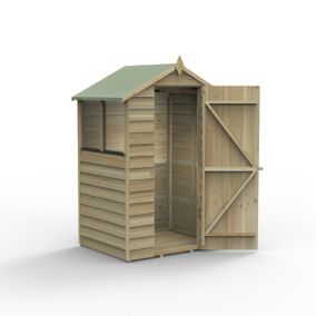 Forest Garden 4x3 ft Apex Overlap Wooden Shed with floor & 2 windows - Assembly service included