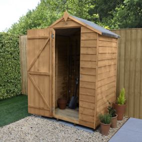 Forest Garden 4x3 ft Apex Overlap Wooden Shed with floor (Base included)