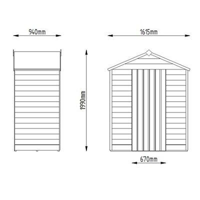 Forest Garden 5x3 ft Apex Golden brown Wooden Shed with floor - Assembly service included