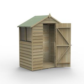 Forest Garden 5x3 ft Apex Overlap Wooden Shed with floor & 2 windows (Base included) - Assembly service included