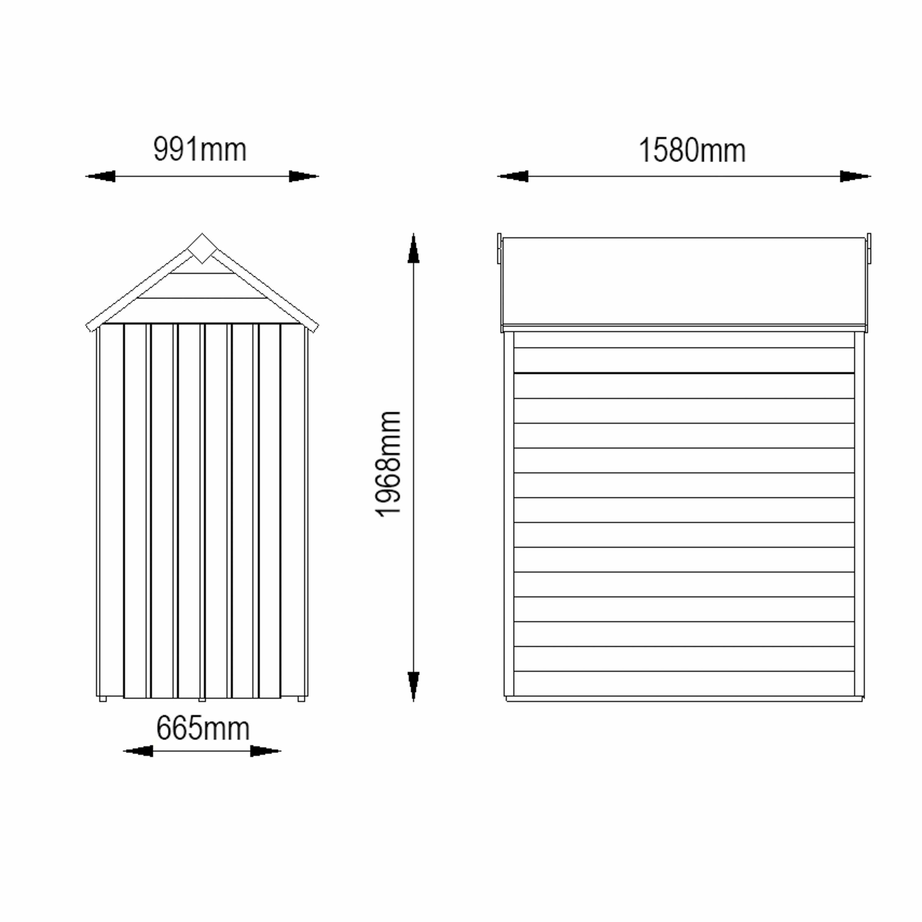 Forest Garden 5x3 ft Apex Wooden Shed with floor (Base included) - Assembly service included