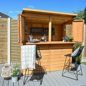 Forest Garden 6x3 ft Pent Shiplap Wooden Garden bar with Single door - Assembly service included