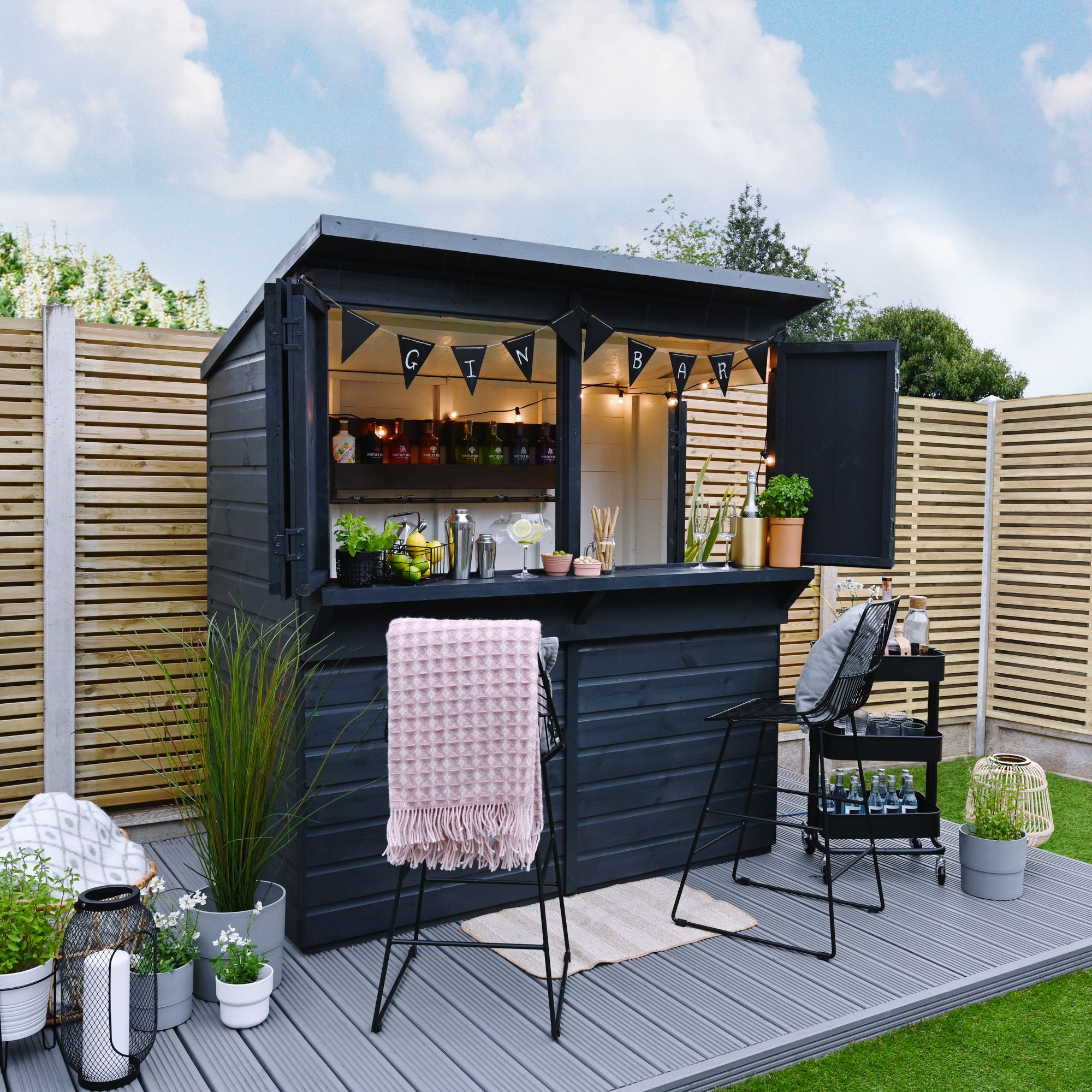 Forest Garden 6x3 ft Reverse apex Wooden Garden bar with Single door