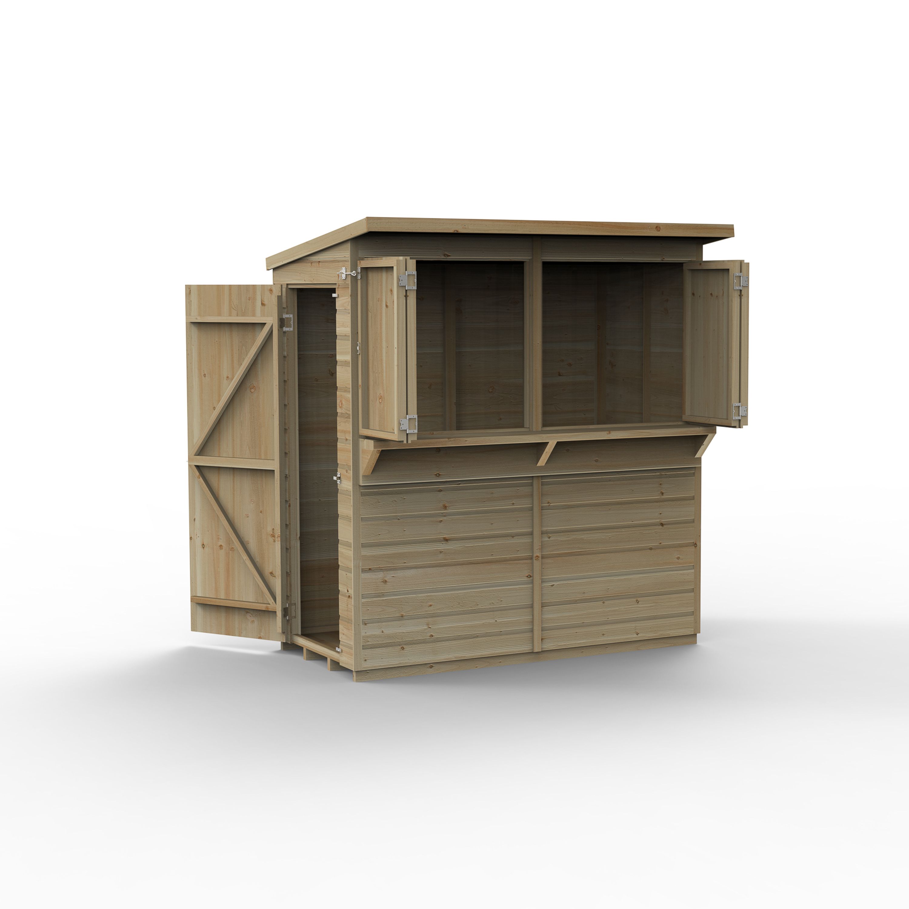 Forest Garden 6x3 ft Reverse apex Wooden Garden bar with Single door