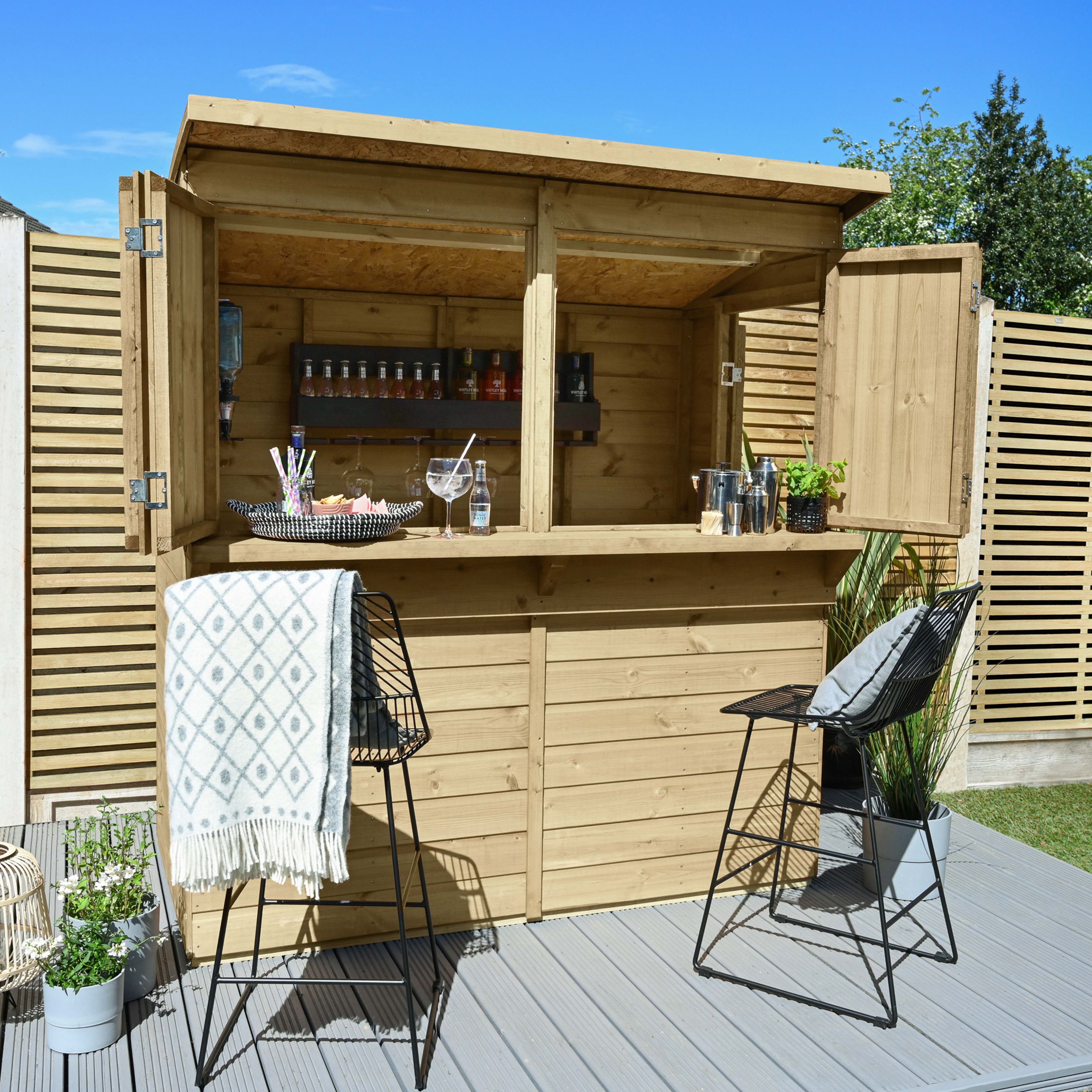 Forest Garden 6x3 ft Reverse apex Wooden Garden bar with Single door