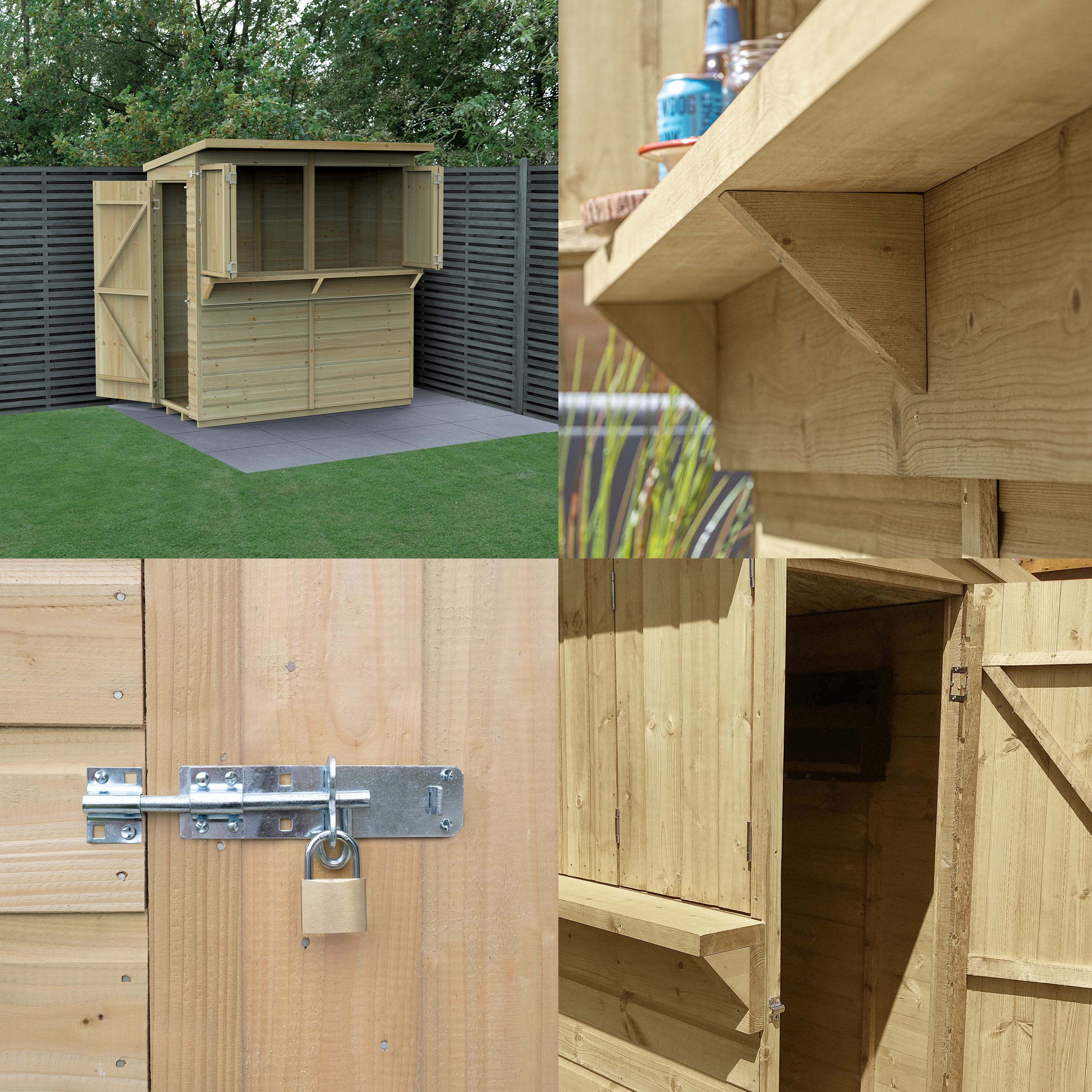 Forest Garden 6x3 ft Reverse apex Wooden Garden bar with Single door