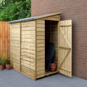 Forest Garden 6x3 Pent Pressure treated Overlap Natural Timber Wooden Shed with floor