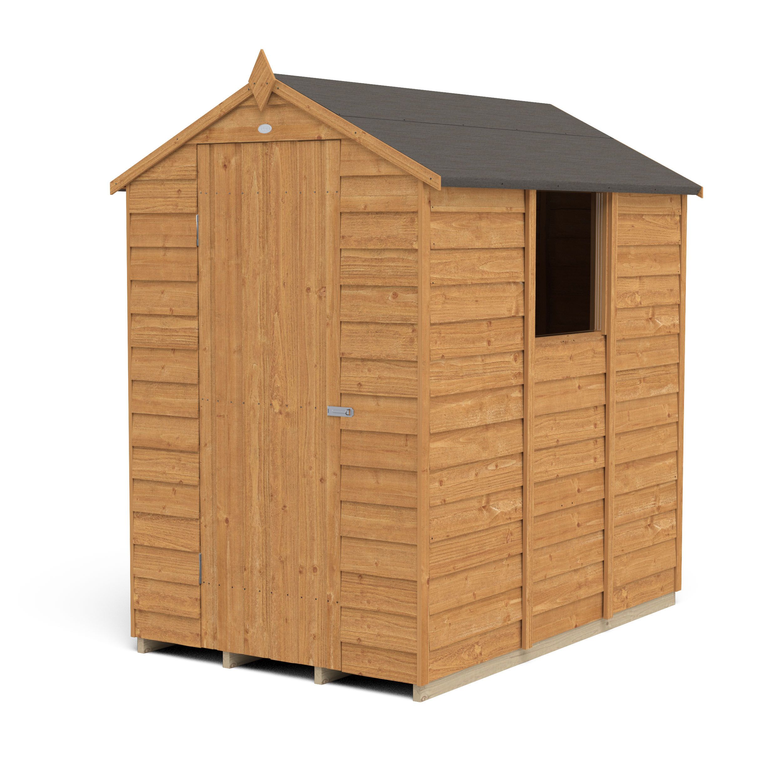 Forest Garden 6x4 Apex Dip treated Overlap Wooden Shed with floor - Assembly service included