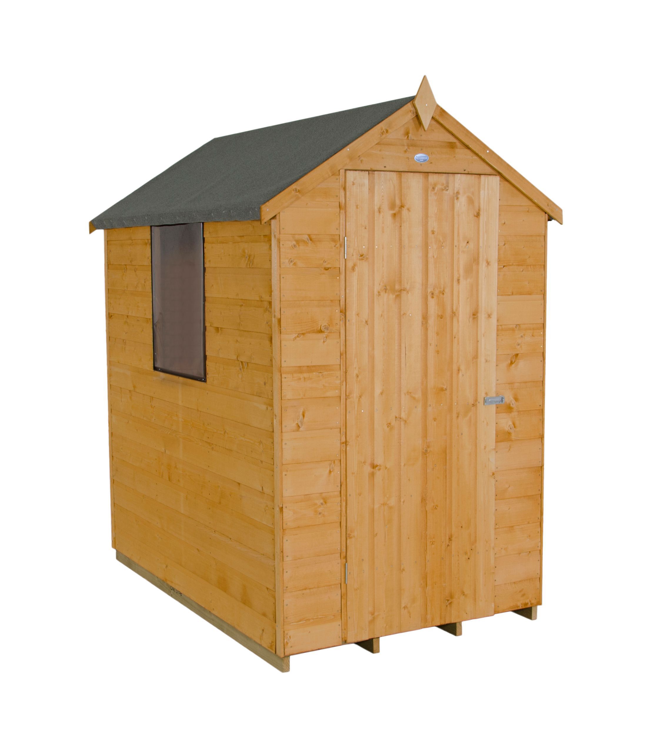 Forest Garden 6x4 ft Apex Golden brown Wooden Shed with floor & 1 window (Base included)
