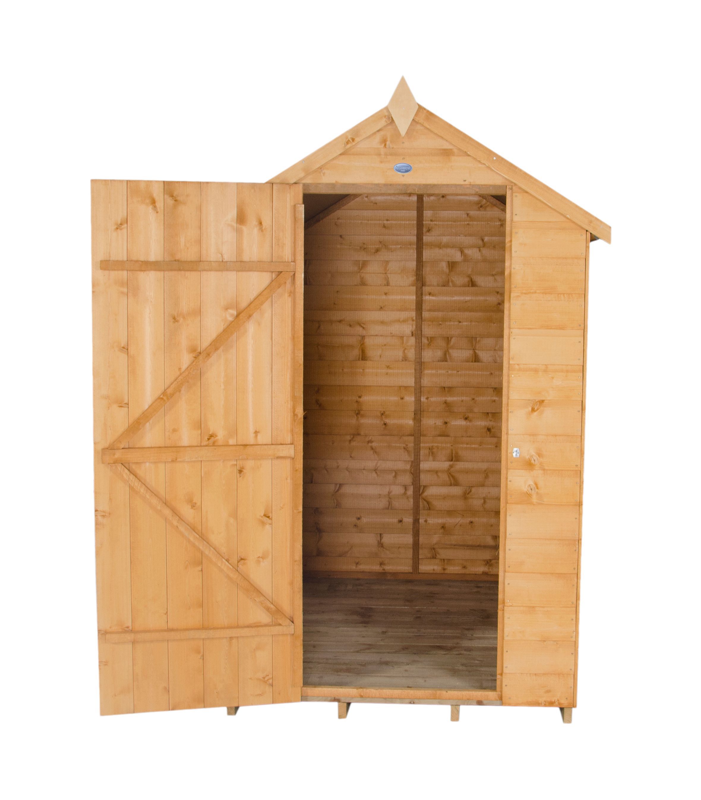 Forest Garden 6x4 ft Apex Golden brown Wooden Shed with floor & 1 window (Base included)