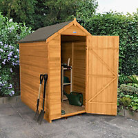 Forest Garden 6x4 ft Apex Golden brown Wooden Shed with floor - Assembly service included
