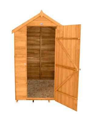 Forest Garden 6x4 ft Apex Golden brown Wooden Shed with floor (Base included) - Assembly service included