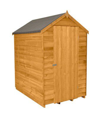 Forest Garden 6x4 ft Apex Golden brown Wooden Shed with floor (Base included) - Assembly service included