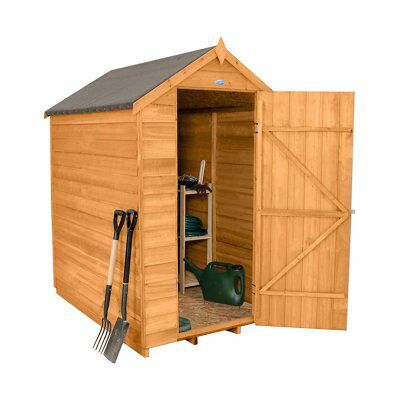 Forest Garden 6x4 ft Apex Golden brown Wooden Shed with floor (Base included) - Assembly service included