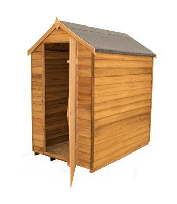 Forest Garden 6x4 ft Apex Golden brown Wooden Shed with floor (Base included) - Assembly service included