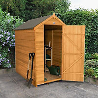 Forest Garden 6x4 ft Apex Golden brown Wooden Shed with floor (Base included) - Assembly service included