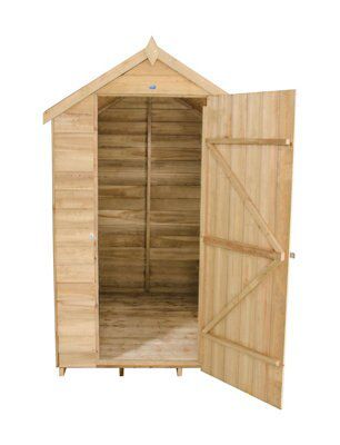 Forest Garden 6x4 ft Apex Green Wooden Shed with floor & 1 window - Assembly service included