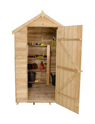Forest Garden 6x4 ft Apex Green Wooden Shed with floor & 1 window - Assembly service included