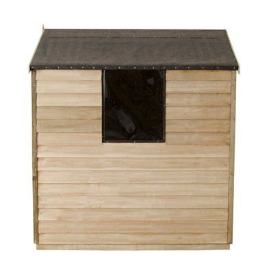 Forest Garden 6x4 ft Apex Green Wooden Shed with floor & 1 window - Assembly service included